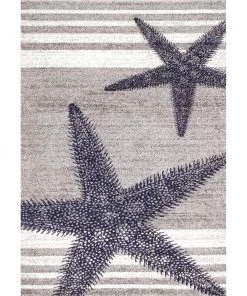 NL Contemporary Starfishes Stripes Blue Gray Soft Area Rugs All Area Rugs And Runners