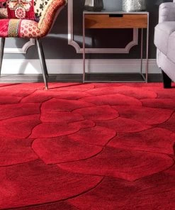 NL Premium Handmade Red Floral Wool Soft Area Rugs 8 NL Premium Handmade Red Floral Wool Soft Area Rugs