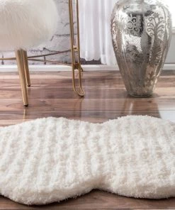Nl Faux Sheepskin Handmade Faux Sheepskin Ivory White Soft Plush Shag Area Rug