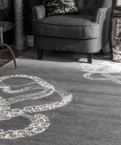 NL Handmade Wool Silk Octopus Pattern Gray Soft Area Rugs