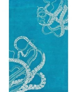 NL Handmade Wool Silk Octopus Pattern Light Blue Soft Area Rugs