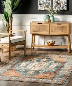 NuLOOM Heidy Vintage Traditional Machine Washable Area Rug All Area Rugs And Runners