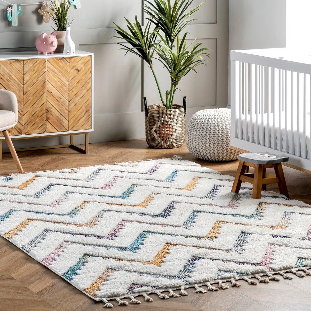 Nuloom Geometric Rumi High-Low Chevron Tassel Area Rug All Area Rugs And Runners 1 Nuloom Geometric Rumi High-Low Chevron Tassel Area Rug All Area Rugs And Runners