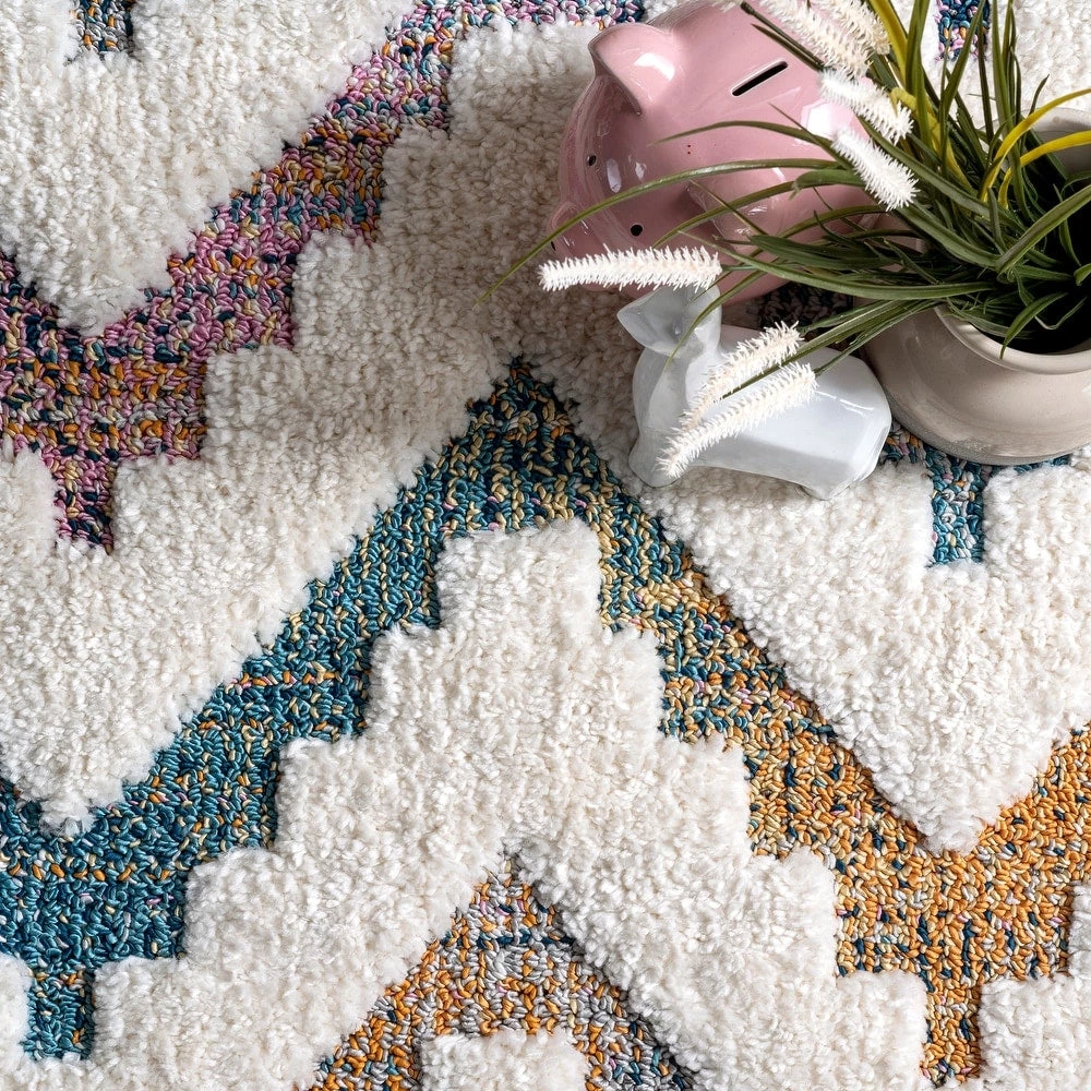 Nuloom Geometric Rumi High-Low Chevron Tassel Area Rug All Area Rugs And Runners 7 Nuloom Geometric Rumi High-Low Chevron Tassel Area Rug All Area Rugs And Runners