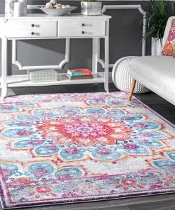 DD All Area Rugs And Runners Floral Vintage Turquoise Pink Orange Area Rugs