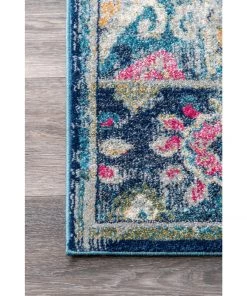 NL Mandala Floral Vintage Turquoise Blue Pink Area Rugs All Area Rugs And Runners