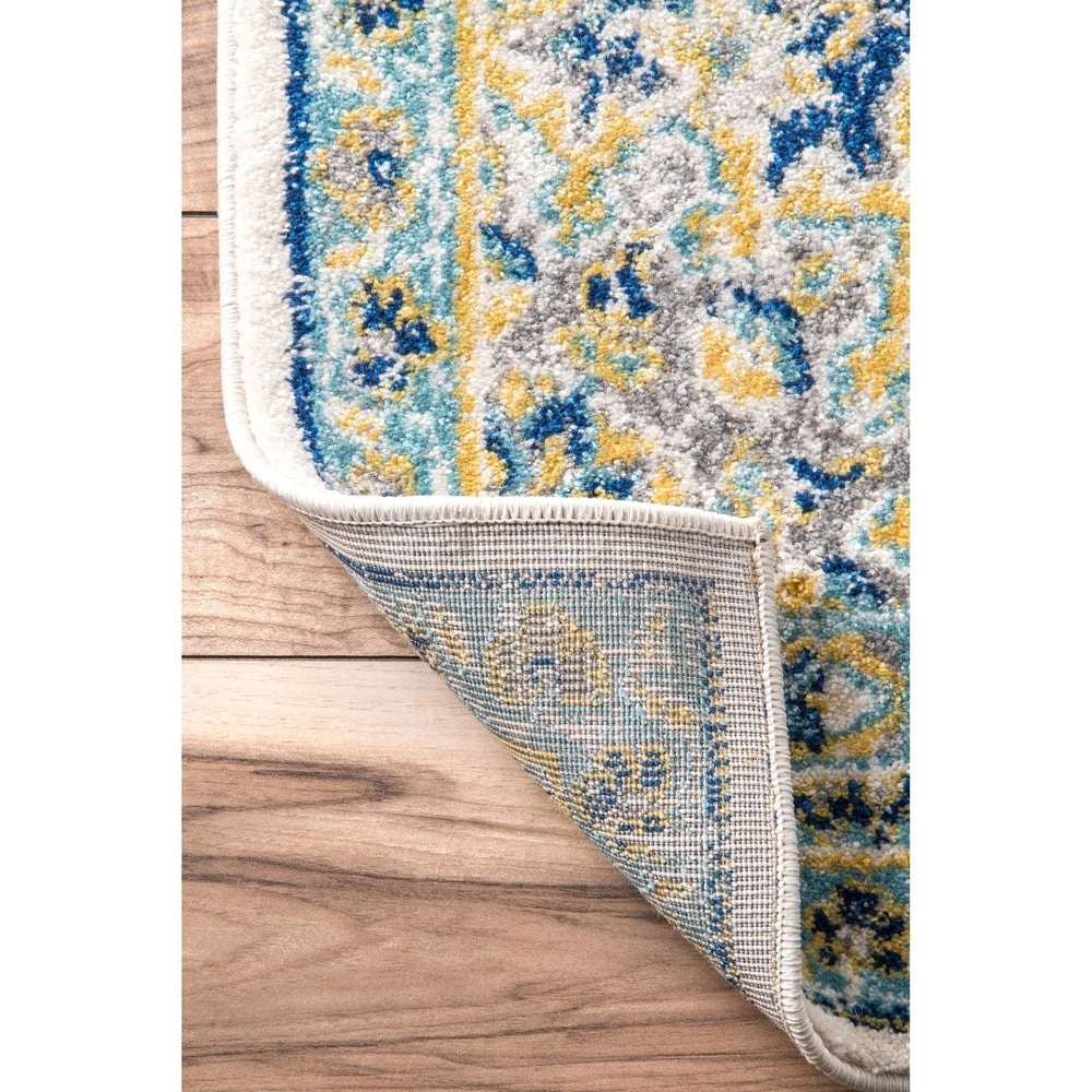 NL Vintage Persian Floral Ivory Blue Soft Area Rug 5 NL Vintage Persian Floral Ivory Blue Soft Area Rug