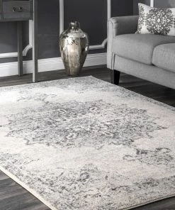 NL Vintage Persian Floral Grey Soft Area Rug All Area Rugs And Runners