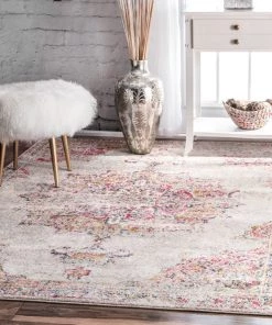 NL Vintage Persian Floral Pink Soft Area Rug