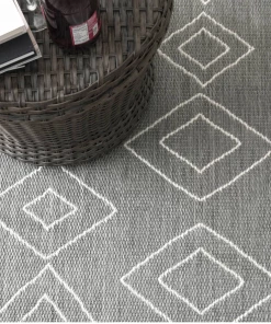 NL All Area Rugs And Runners Moroccan Tribal Accent Grey Indoor/Outdoor Area Rugs - Durable/Easy Maintenance