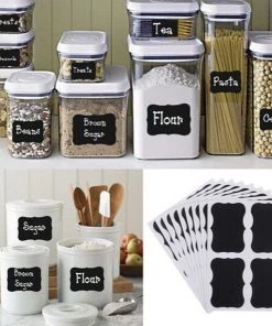 AEO Fancy Black Board Kitchen Decal Jar Labels - 36pcs Home Décor