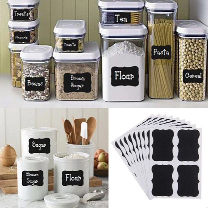 AEO Fancy Black Board Kitchen Decal Jar Labels - 36pcs Home Décor 1 AEO Fancy Black Board Kitchen Decal Jar Labels - 36pcs Home Décor